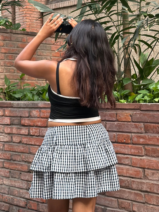 No reservations ruffle skirt