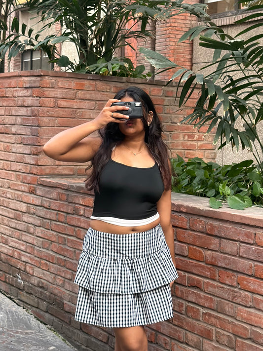 No reservations ruffle skirt